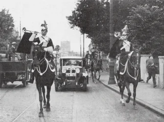 Mounted Heralds of Arms Preceding an Official Car, London