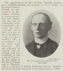 Mr Dunbar Plunket Barton, QC, New Judge