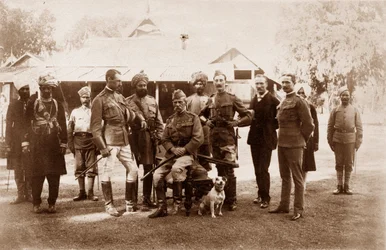 Narrain Sing, Hassan Ali, Major Hamilton D. Taylor, Ram Singh, Mohamad Khan, HSR Sir Fred, Col. P. Carew, c.1886