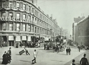 Newgate Street, looking east from Old Bailey, City of London, 1890