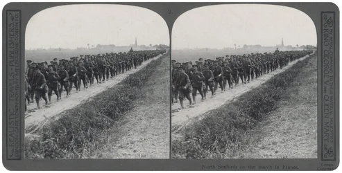 North Staffords on the march in France