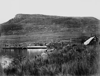 Post at Rorkes Drift with Signal Hill in the distance, 1879