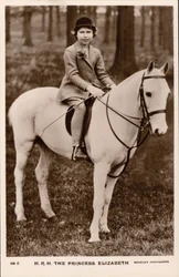 Princess Elizabeth (Later Queen Elizabeth II) Riding a White Pony