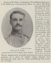 Sergeant W Firth, awarded the VC for Gallantry near Arundel