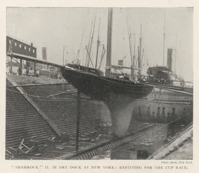 Shamrock II in Dry Dock at New York, refitting for the Cup Race