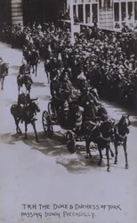 TRH The Duke and Duchess of York passing down Piccadilly