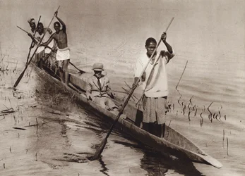 The Prince of Wales in a Dugout Boat on the Zambezi River