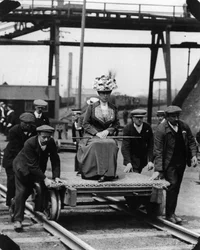 The Queen Visiting a Railroad