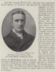 The Reverend Joseph Wood, DD, New Head Master of Harrow School