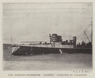 The Torpedo-Destroyer Dasher, damaged in Collision