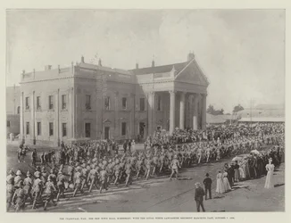 The Transvaal War, The New Town Hall, Kimberley, with the Loyal North Lancashire Regiment Marching Past, 7 October 1899