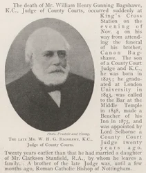 The late Mr W H G Bagshawe, KC, Judge of County Courts