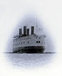 Yard no. 647, Baikal. Showing a Stern Quarter View of the Ice Breaking Train Ferry Steamer Baikal