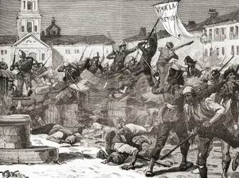 A Republican insurrection in Malaga, Spain during The Glorious Revolution (La Gloriosa)
