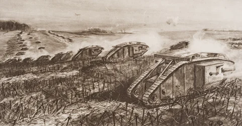 A Tank Offensive at Cambrai, France, Illustration from 