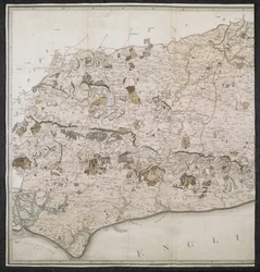 A Topographical Map of the County of Sussex, divided into Rapes, Deanries, and Hundreds