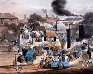 A View in White Chapel Road 1830, from The Progress of Steam - Aikens Illustration of Modern Prophecy 1828