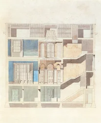 A cross section design for a classical town house interior