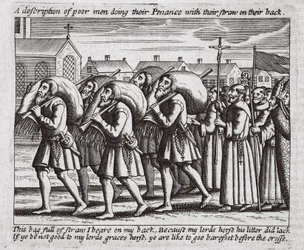 A description of poor men doing their Penance with their straw on their back, illustration from Acts and Monuments by John Foxe, ninth edition, pub. 1684