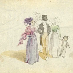 A family strolling, c.1825