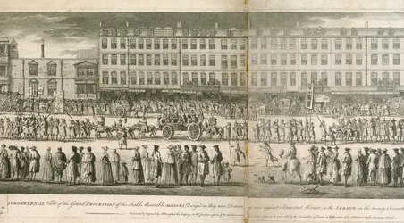 A geometrical view of the grand procession of the Scald Miserable Masons, Somerset House, London