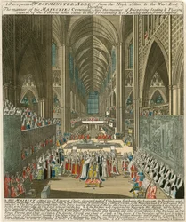 Perspective of Westminster Abbey from the High Altar to the West End at the Coronation of King James II