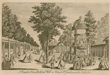A Perspective View of the Grand Walk in Vauxhall Gardens, London, and The Orchestra