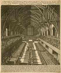 Inside of Westminster Hall Showing the King and Queen at Dinner on the Day of the Coronation