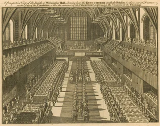 Inside of Westminster Hall Showing the King and Queen at Dinner on the Day of the Coronation