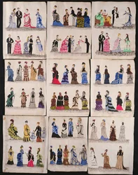 A selection of Victorian fashions including ballroom and walking dresses, c.1876