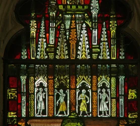 A window in the Lady Chapel depicting a canopy with figures