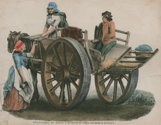 A Woman and a Child on a Horse-Drawn Cart