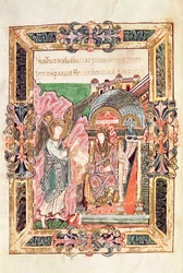 Annunciation, from the Benedictional of St. Aethelwold, Winchester, c.980