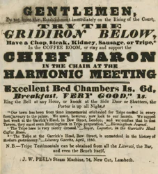Advert for the Garricks Head, Bow Street