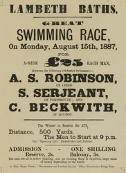Advertisement for Lambeth Baths