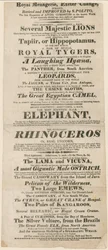 Advertisement for Royal Menagerie, Exeter Change