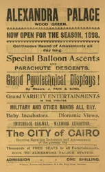 Advertisement for the 1898 Season at Alexandra Palace