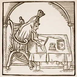 Allegorical image of Robert Green in his funeral shroud, from Greene in Conceipt by John Dickenson, 1598