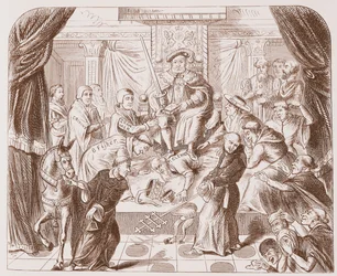 Allegorical Picture of Henry VIII Trampling on Pope Clement, from an Old Print in the British Museum