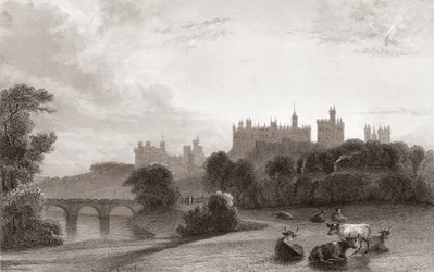 Alnwick Castle, Alnwick, Northumberland, England, in the Early 19th Century. Used as Location in Harry Potter Films. From Churton