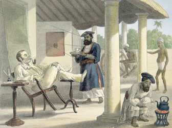 An English Official and His Native Servants, c.1860