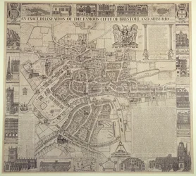 An Exact Delineation of the Famous City of Bristol and Suburbs, by James Millerd, pub.1673