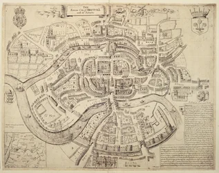 Ancient City Map of Bristol and its Suburbs, printed, coloured and sold by Robert Walton