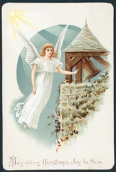 Angel hovering next to church bell