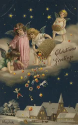 Angels Pouring Christmas Presents Upon Earth