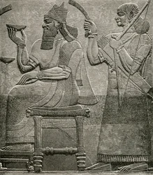 Ashur-nasir-pal II, from a bas relief in the British Museum, from The Worlds Inhabitants by G.T. Bettany, published 1888
