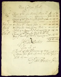 Bill from Daniel Porter to New College, 1690