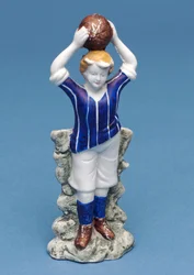 Bisque figure of a footballer throwing the ball in (ceramic)