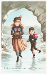 Boy and Girl ice-skating