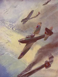 British Aircraft Attacking German Bombers